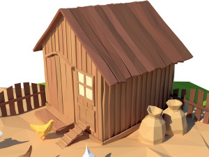 cartoon wooden house Modèle 3D