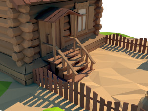 cartoon wooden house Modèle 3D