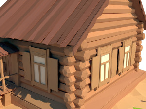 cartoon wooden house Modèle 3D