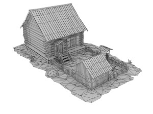 cartoon wooden house Modèle 3D