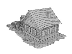 cartoon wooden house Modèle 3D