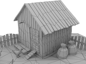 cartoon wooden house Modèle 3D