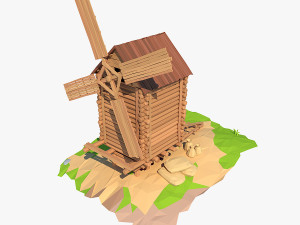cartoon wooden windmill 3Dモデル