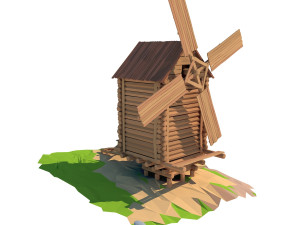 cartoon wooden windmill 3D Model