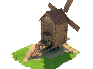 cartoon wooden windmill 3D Model