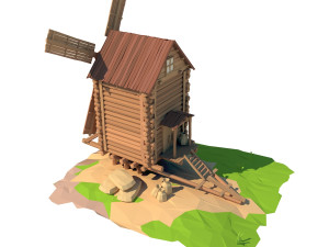 cartoon wooden windmill 3D Model
