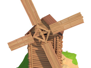 cartoon wooden windmill 3D Model
