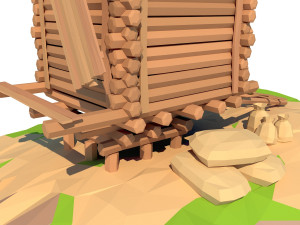 cartoon wooden windmill 3D Model