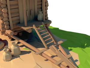 cartoon wooden windmill 3D Model