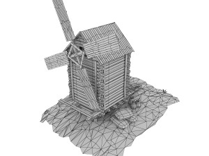 cartoon wooden windmill 3D Model