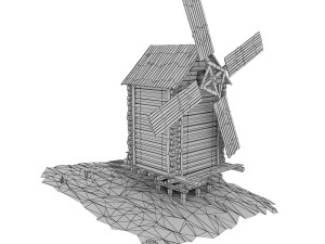 cartoon wooden windmill 3D Model