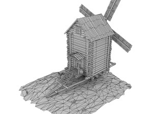 cartoon wooden windmill 3D Model