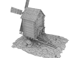 cartoon wooden windmill 3D Model