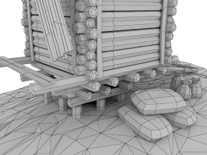 cartoon wooden windmill 3D Model