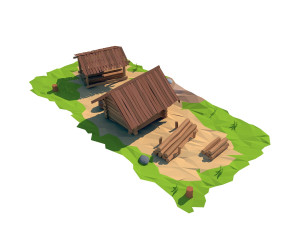 cartoon wooden sawmill 3D मॉडल