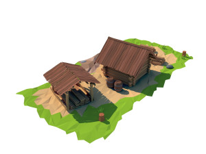 cartoon wooden sawmill 3D मॉडल