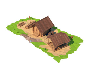 cartoon wooden sawmill 3D मॉडल