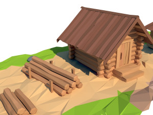 cartoon wooden sawmill 3D मॉडल