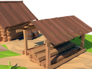 cartoon wooden sawmill 3D मॉडल