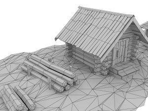 cartoon wooden sawmill 3D मॉडल