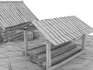 cartoon wooden sawmill 3D मॉडल