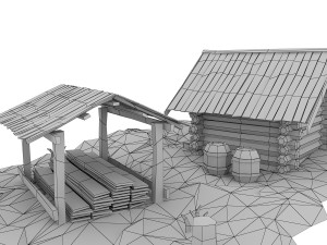 cartoon wooden sawmill 3D मॉडल