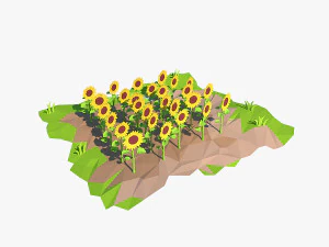 girasoli dei cartoni animati Modello 3D