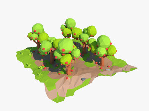 cartoon apple orchard 3D 模型