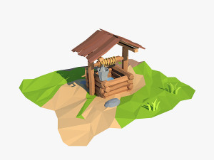 cartoon wooden well 3D Model