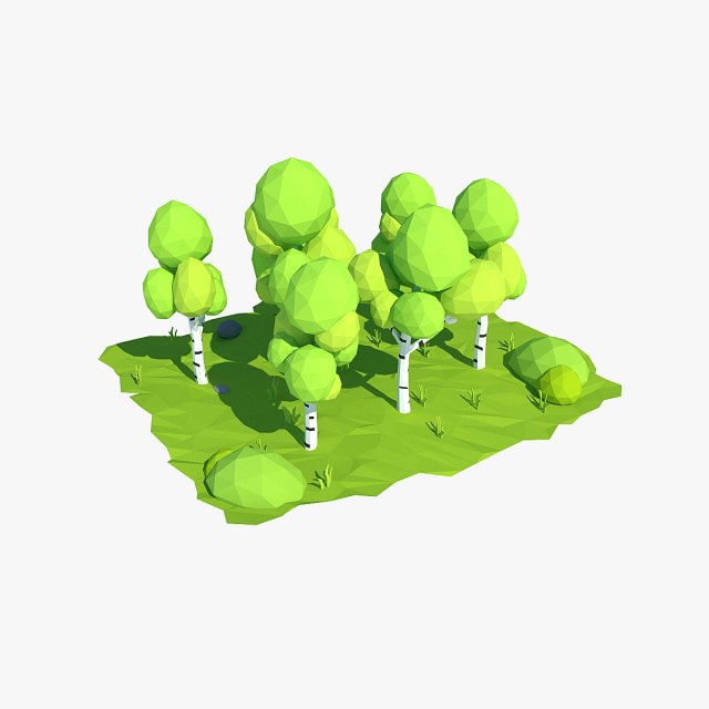 cartoon birch Model 3D .c4d .max .obj .3ds .fbx .stl .blend 