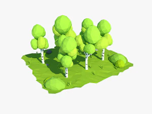 rysunkowa brzoza Model 3D