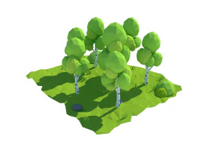 cartoon birch 3D Model