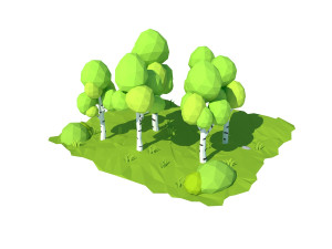 cartoon birch Model 3D