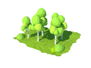 cartoon birch 3D Model