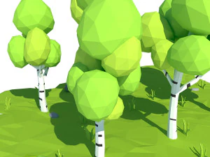 cartoon birch 3D Model