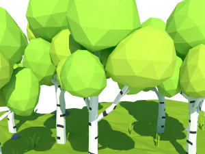 cartoon birch 3D Model