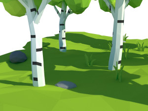 cartoon birch Model 3D
