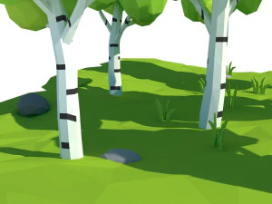cartoon birch 3D Model