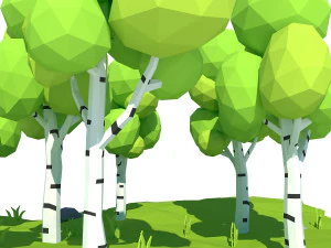 cartoon birch 3D Model