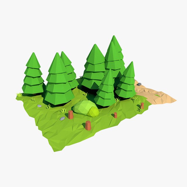 cartoon fir tree 3D Модель .c4d .max .obj .3ds .fbx .stl .blend 