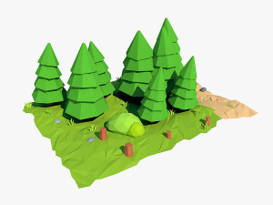 cartoon fir tree 3D मॉडल