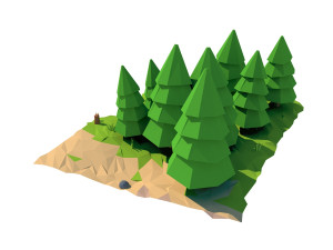cartoon fir tree 3D Модель
