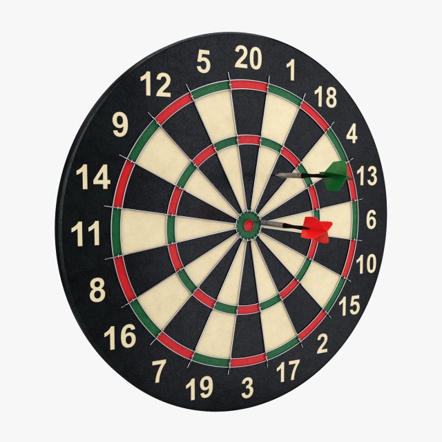 dartboard and darts 3D Model .c4d .max .obj .3ds .fbx .stl .blend 