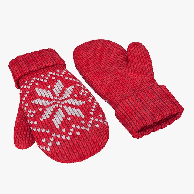 knitted wool mittens 3D 模型 .c4d .max .obj .3ds .fbx .stl .blend 