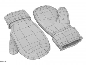 knitted wool mittens 3D 模型