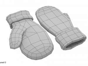 knitted wool mittens 3D 模型