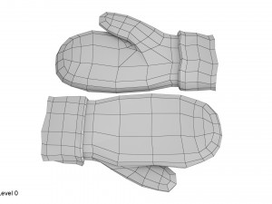 knitted wool mittens 3D 模型
