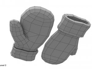 knitted wool mittens 3D 模型