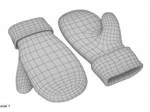 knitted wool mittens 3D 模型
