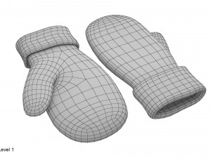 knitted wool mittens 3D 模型